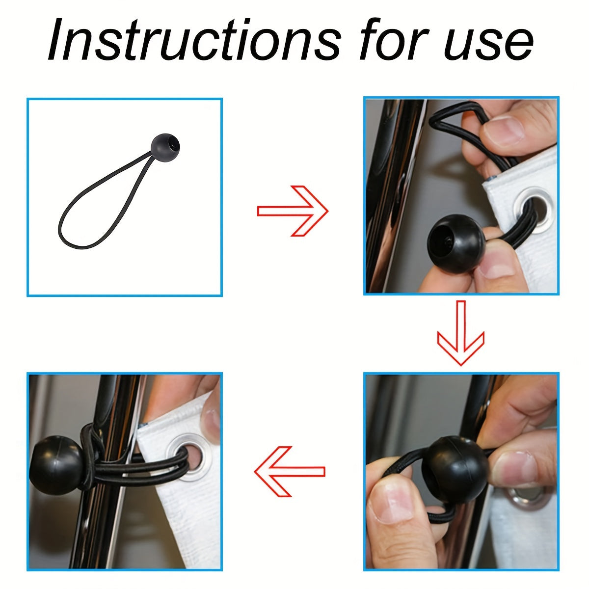 30pcs Ball Bungee Tarpaulin Tensioner for Tents with Ball Cord