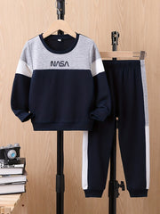 Block Letter Graphic Boys Sweatshirt & Sweatpants Set