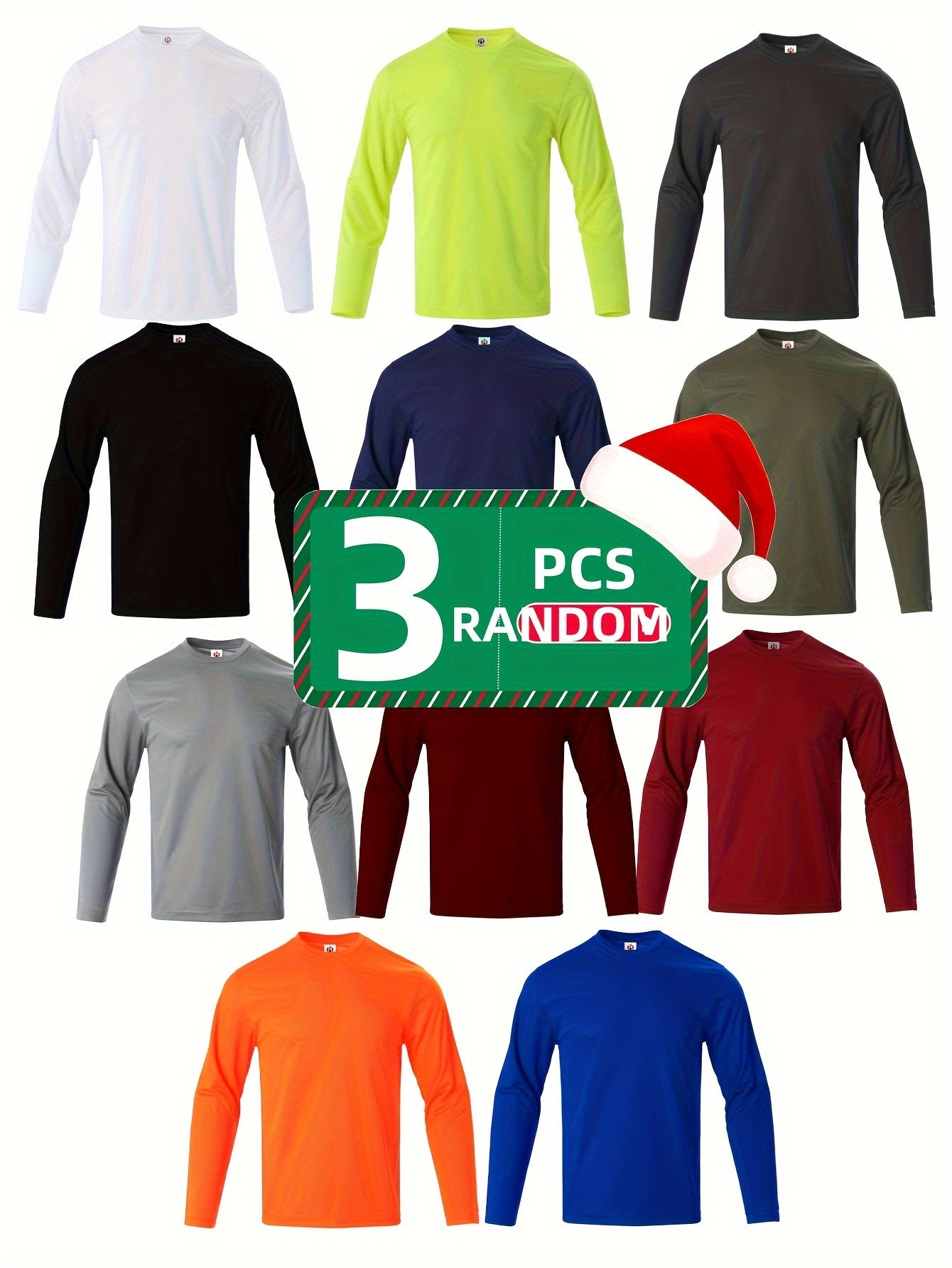 Men's Casual Long Sleeve T-shirt 3pcs Set