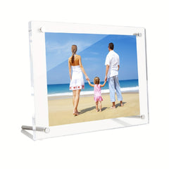 Acrylic Desktop Picture Frame Beveled Frameless Plexiglass Photo Display