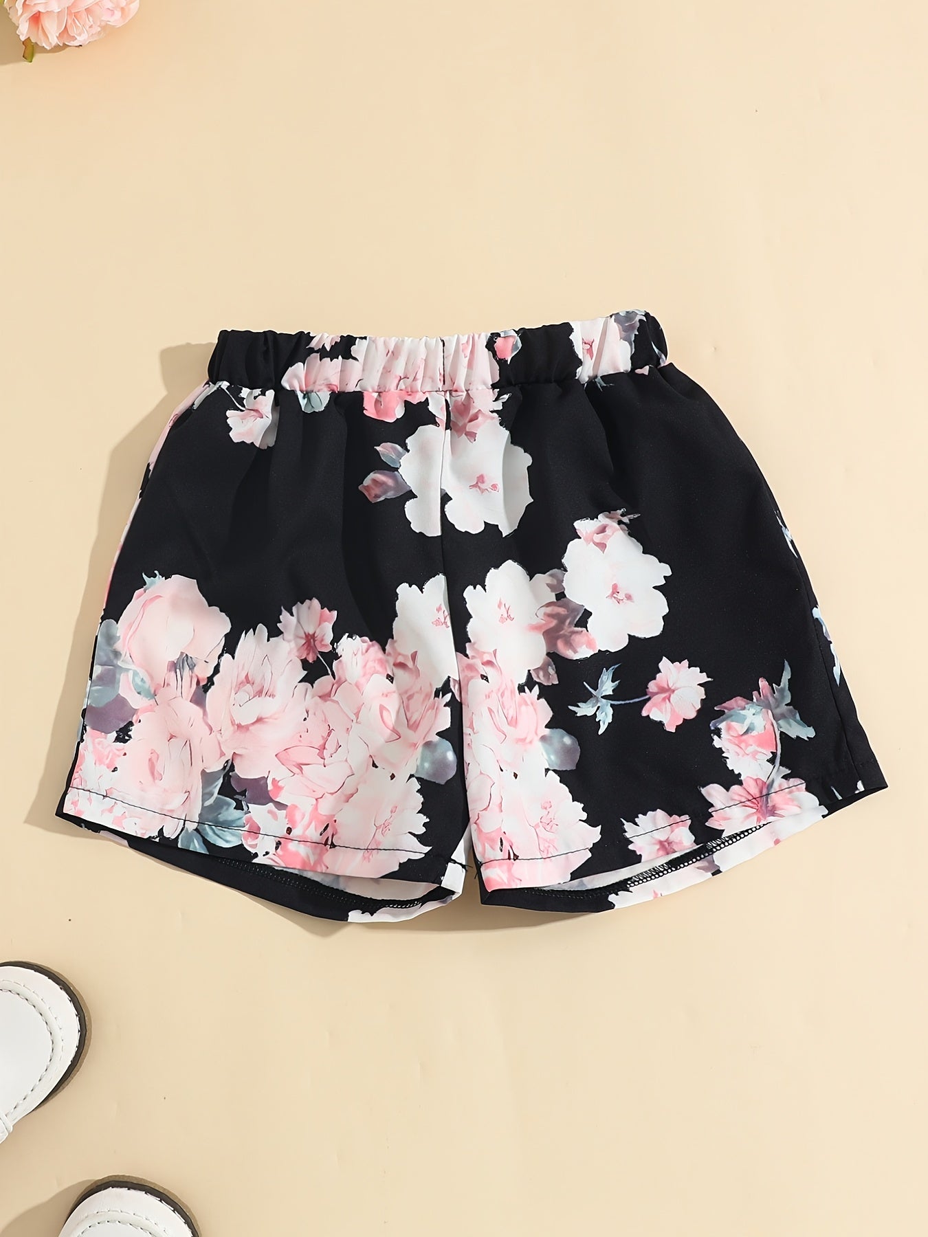 Girls Floral Print Off Shoulder Top Shorts Set Kids Summer Outfit