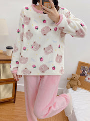 Teddy Bear Thermal Loungewear Long Sleeve Pajama Set