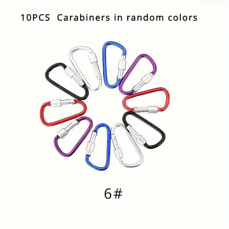 10pcs D type Lock Buckle Aluminum Alloy Bottle Hanging Hook For Camping