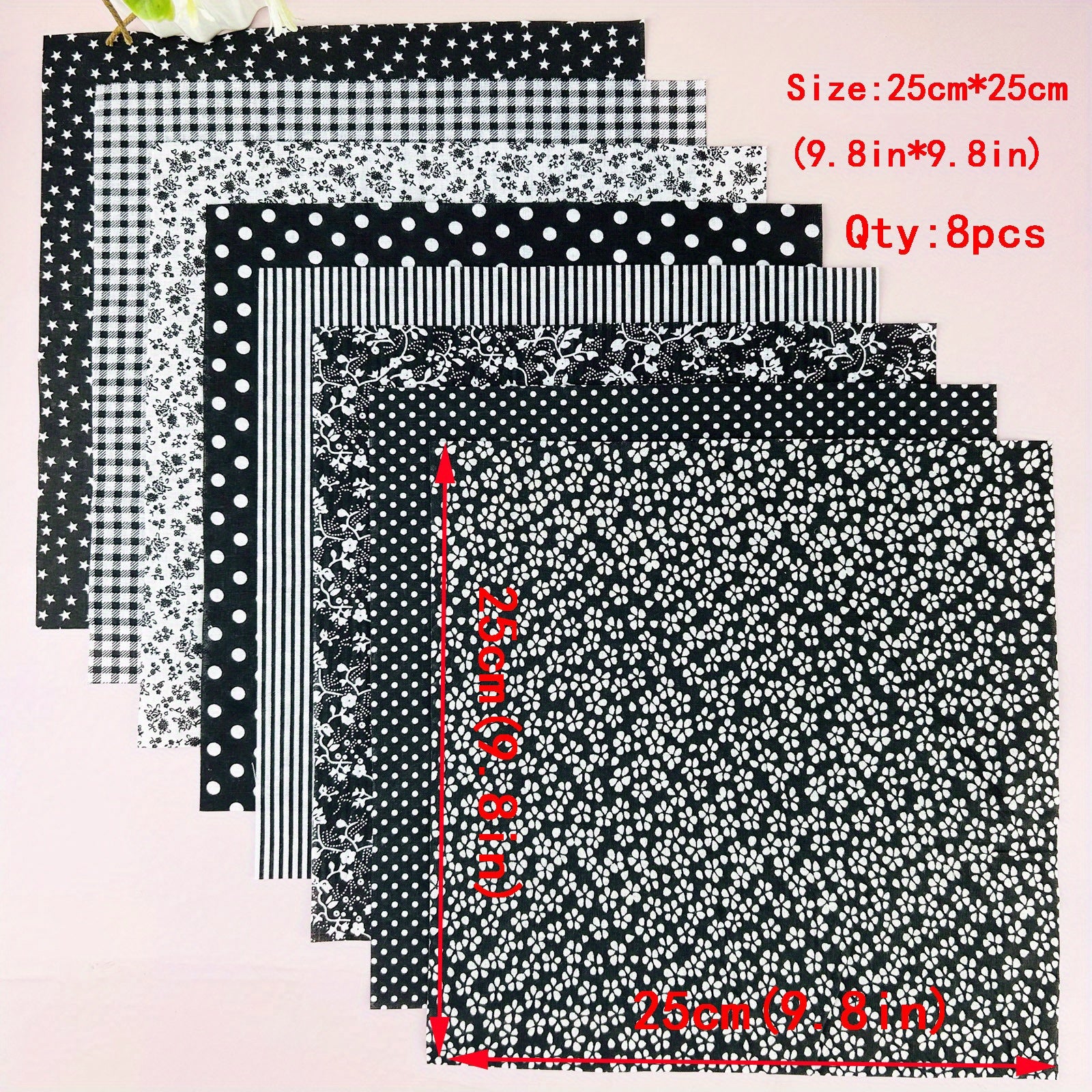 8pcs 9.8x9.8 Quilting Fabric Cotton DIY Doll Clothes Craft Sewing