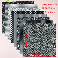 8pcs 9.8x9.8 Quilting Fabric Cotton DIY Doll Clothes Craft Sewing