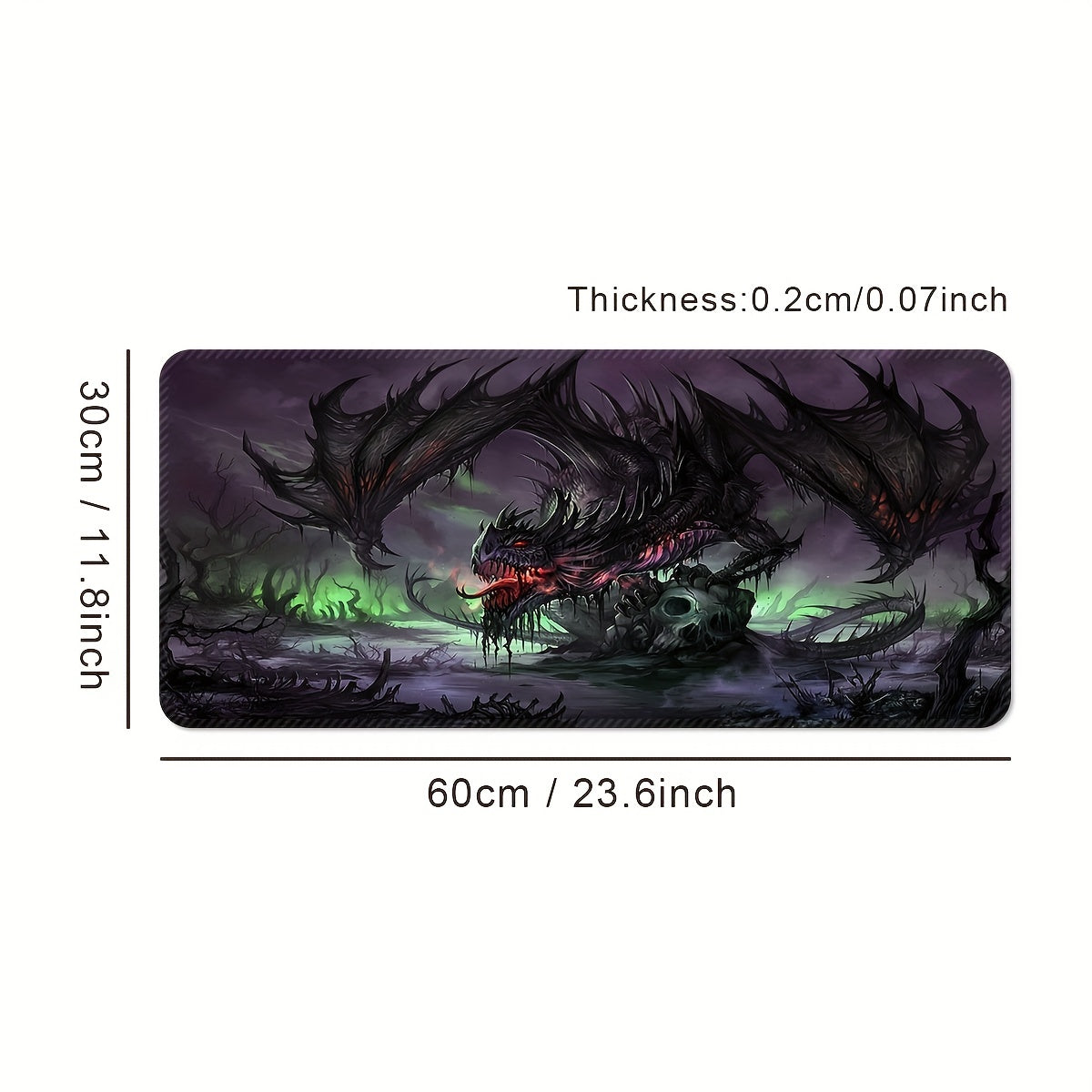 Dark Fantasy Dragon Large Gaming Mouse Pad Anti Slip Washable Rubber Mouse Pad
