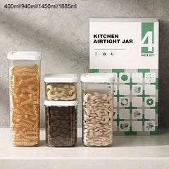 4pcs Sealed Plastic Food Storage Box Set with Lid