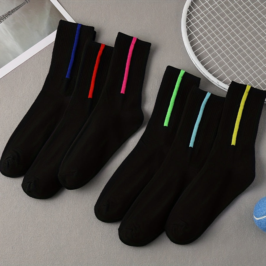 6 Pairs Striped Crew Socks Women's Stockings