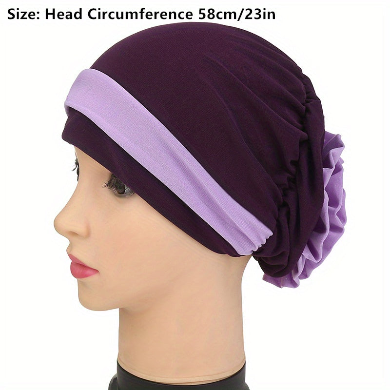 Ruched Turban Cap Elastic Head Wrap Ramadan Headscarf Chemo Cap