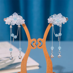 Girl's Hanfu Accessories Ribbon Headwear Tassel Flower Hair Clip