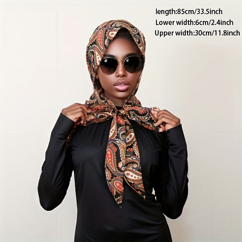 Vintage Paisley Print Lace Up Head Scarf for Women