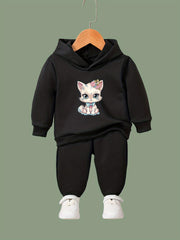Cat Print 2pcs Girls Outfits For Sports Spring Fall Outdoor Gift