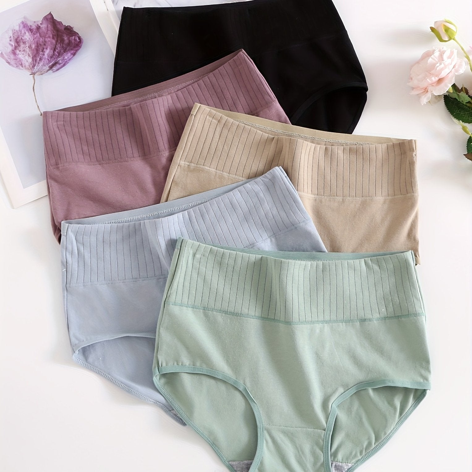 5pcs Solid Briefs Seamless Sports Panties Women's Lingerie