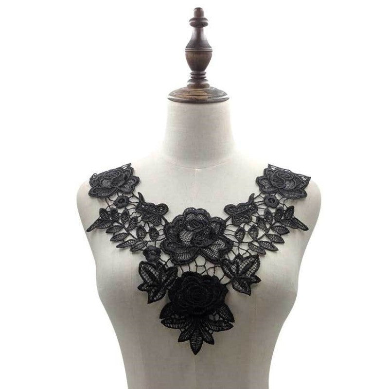 3D Hollow Lace Fabric Dress Applique Lace Neckline Sewing Trims DIY Lace Col
