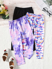3pcs Girls Skinny Legging Pants in Camouflage, Solid Khaki and Other Colors