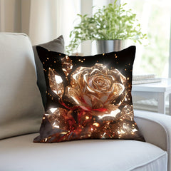1pc Shining Rose Throw Pillow Covers Printed Throw Pillowcase