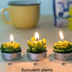 6pcs Cactus Tea Candles for Home Decor, Party, Wedding, Home Decoration