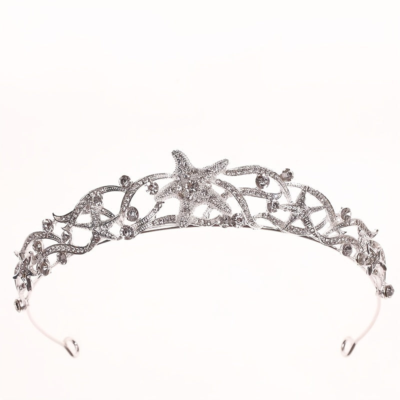 Bridal Princess Rhinestone Starfish Tiara Wedding Crown Headband