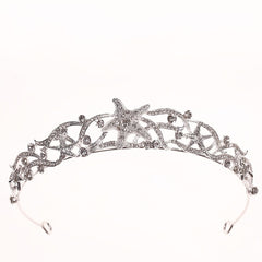 Bridal Princess Rhinestone Starfish Tiara Wedding Crown Headband