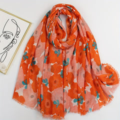 Boho Flower Print Scarf Warm Shawl Women Sunscreen Headwrap