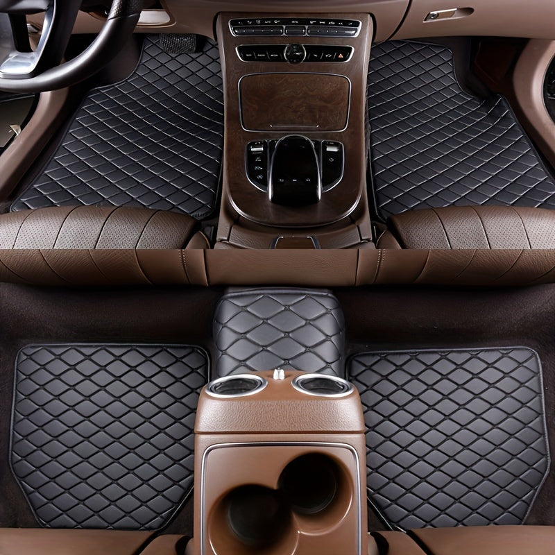 5pc Car Floor Mats Universal Waterproof Full Set Auto Rugs Leather C