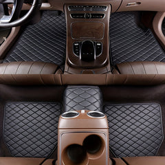 5pc Car Floor Mats Universal Waterproof Full Set Auto Rugs Leather C
