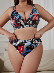 Graffiti Print Bra & Panty Set