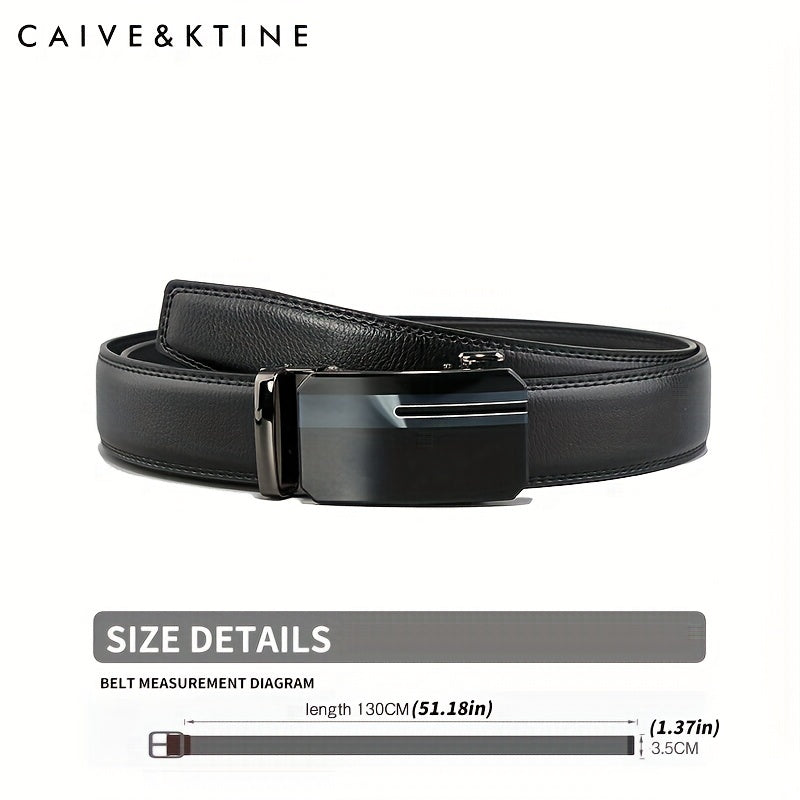 Men's Cowhide Leather Business Belt With Automatic Buckle