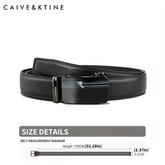 Men's Cowhide Leather Business Belt With Automatic Buckle