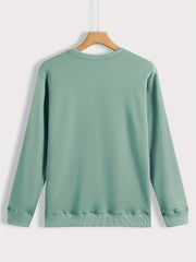 Cold Print Sweatshirt Long Sleeve Casual Crew Neck Fall Winter Women's Clothing