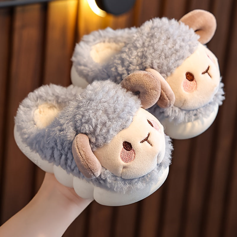 Furry Sheep House Shoes Boys Non Slip Soft Bottom Indoor Shoes
