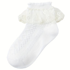 6 Pairs Multicolor Mesh Dance Princess Lace Short Socks Girls