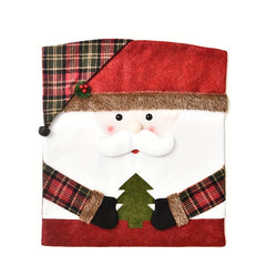 Christmas Chair Cover Stool Cover Santa Claus Snowman Elk Plush Fabric