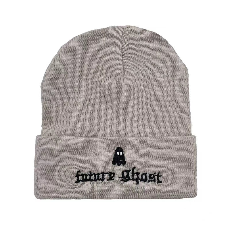 Embroidered Cotton Beanie Letter Print Warm Hat