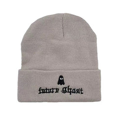 Embroidered Cotton Beanie Letter Print Warm Hat