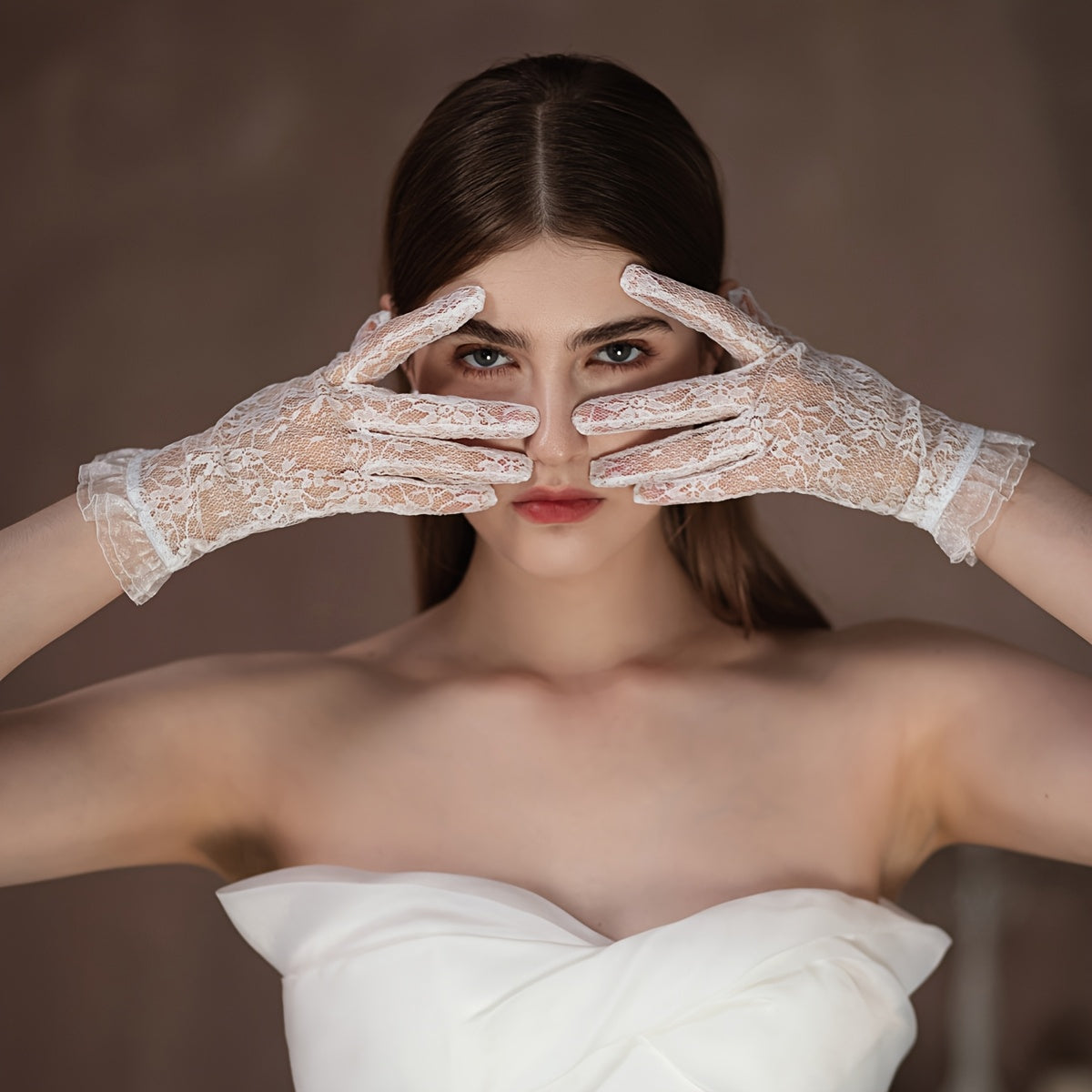 Christmas Bridal Lace Gloves for Wedding Performances