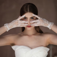 Christmas Bridal Lace Gloves for Wedding Performances
