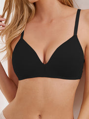 3pcs Solid T Shirt Bras Comfy & Breathable Push Up Bra Women's Lingerie