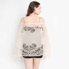 Silk Solid Lace Tassel Shawl Dress Scarf For Women