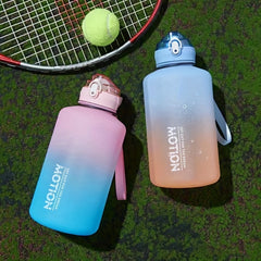 2000ml Gradient Water Bucket With Straw Leakproof Bottle for Fitness Sports
