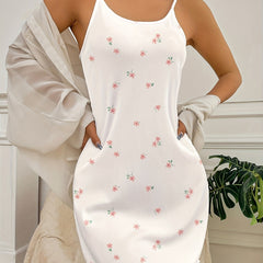 Floral Print Pajama Dress Spaghetti Straps Nightdress