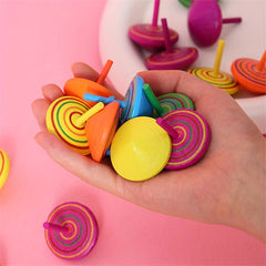 Colorful Wooden Spinning Tops Toy for Games Party Favors