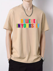 Men's Cotton Graphic Crew Neck Active T shirt Casual Comfy Tees