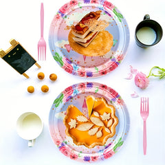 Princess Castle Butterfly Party Set w/ Plates, Napkins & Tablecloth