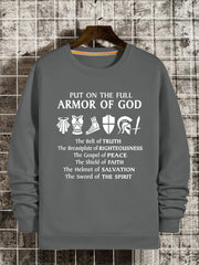 Armor Of God Print Sweatshirt Men's Casual Graphic Pullover Sweatshirt
