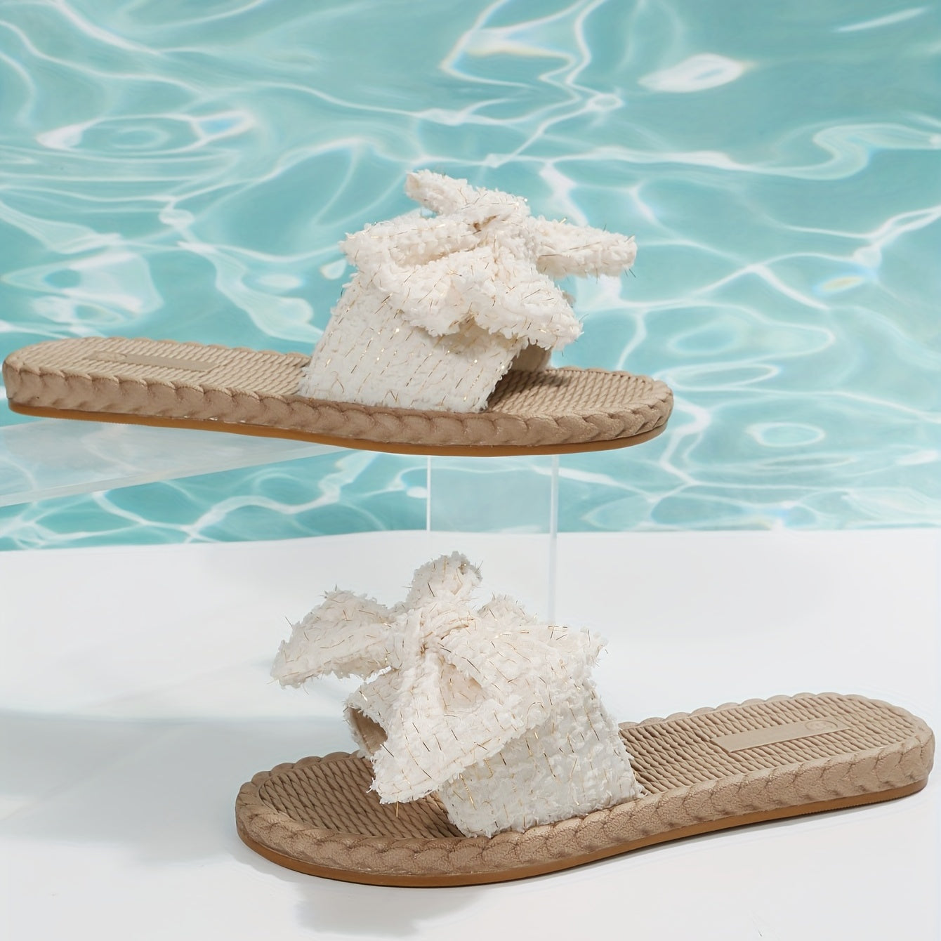 Bowknot Flat Sandals Slip On Open Toe Outdoor Slides Shoes