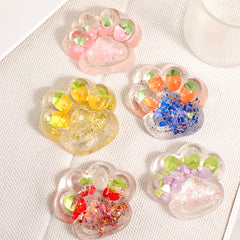 Clear Cat Paw Squishy Toy Pink Glitter Shining Silicone Squeeze Toy