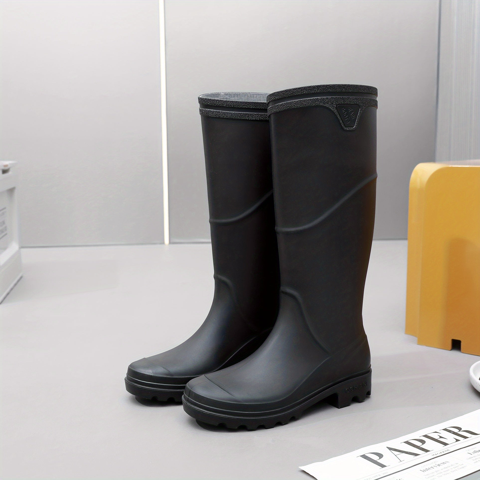 Men's High Top Rain Boots, Waterproof Non-slip Galoshes