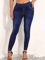 Denim Print High Rise Skinny Leggings