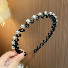 Faux Pearl Flower Hair Hoop Rhinestone Headband Hair Accessories Girls
